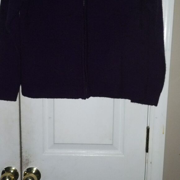 Jason Maxwell eggplant purple zip up cardigan - Picture 2 of 5